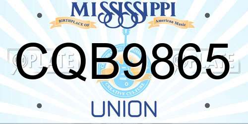 CQB9865 Mississippi License Plate