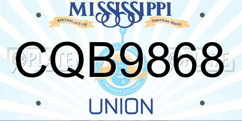 CQB9868 Mississippi License Plate
