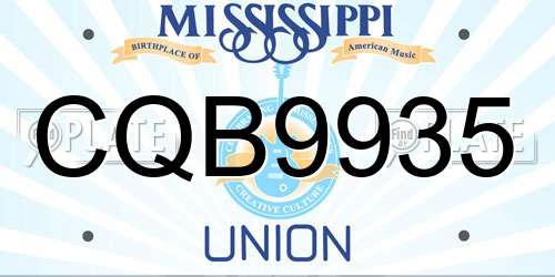 CQB9935 Mississippi License Plate