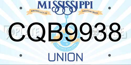 CQB9938 Mississippi License Plate