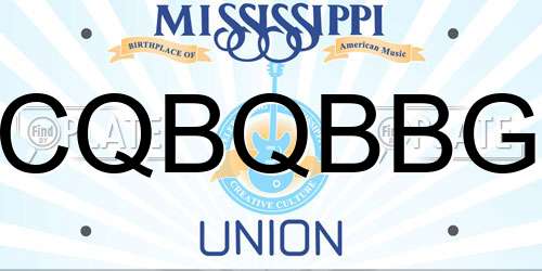 CQBQBBG Mississippi License Plate
