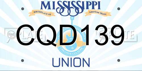 CQD139 Mississippi License Plate