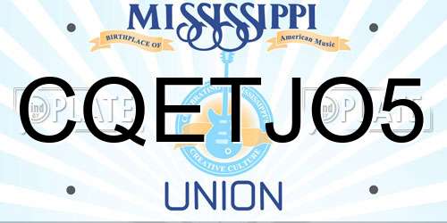 CQETJO5 Mississippi License Plate