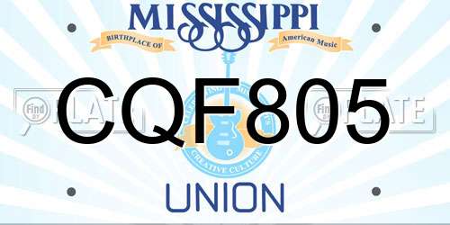 CQF805 Mississippi License Plate
