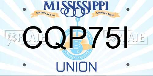 CQP75I Mississippi License Plate