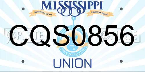 CQS0856 Mississippi License Plate