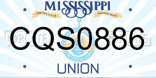 CQS0886 Mississippi License Plate