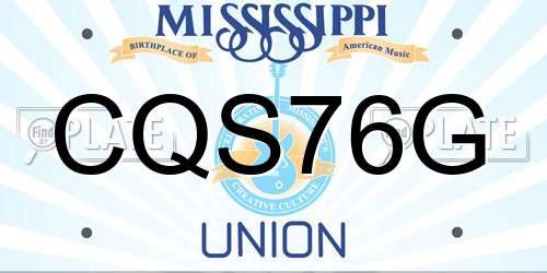 CQS76G Mississippi License Plate