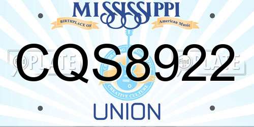 CQS8922 Mississippi License Plate
