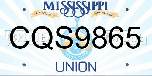 CQS9865 Mississippi License Plate