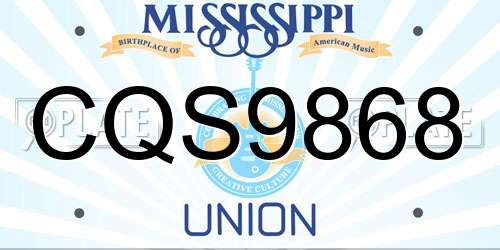 CQS9868 Mississippi License Plate