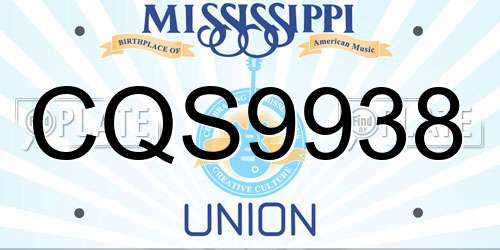 CQS9938 Mississippi License Plate