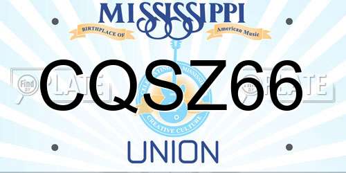 CQSZ66 Mississippi License Plate