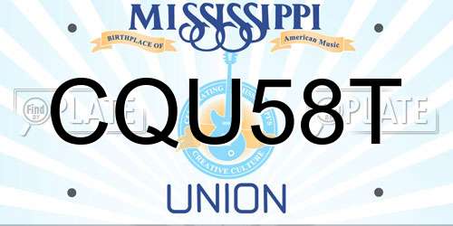 CQU58T Mississippi License Plate