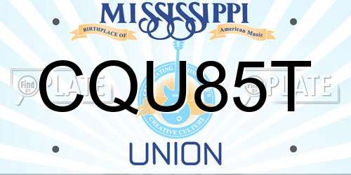 CQU85T Mississippi License Plate