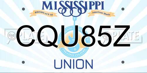 CQU85Z Mississippi License Plate