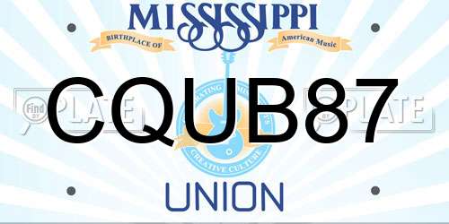 CQUB87 Mississippi License Plate