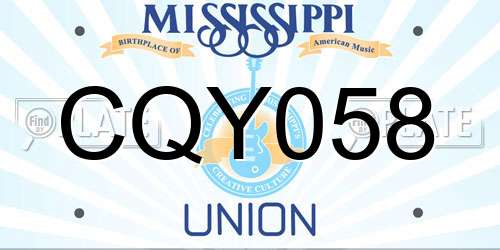 CQY058 Mississippi License Plate
