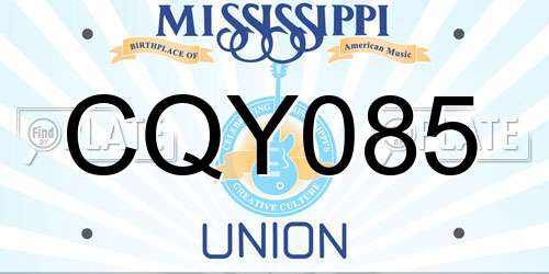 CQY085 Mississippi License Plate