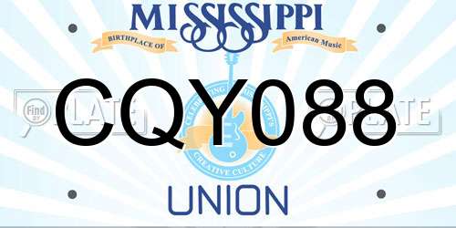 CQY088 Mississippi License Plate