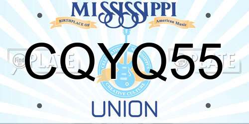 CQYQ55 Mississippi License Plate