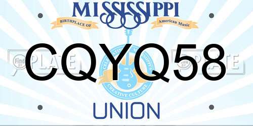 CQYQ58 Mississippi License Plate