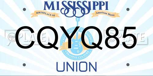 CQYQ85 Mississippi License Plate