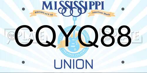CQYQ88 Mississippi License Plate