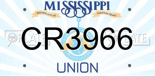 CR3966 Mississippi License Plate