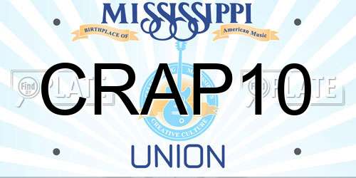 CRAP10 Mississippi License Plate