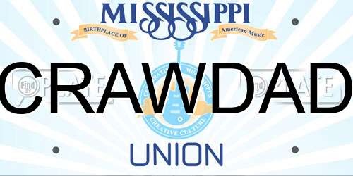 CRAWDAD Mississippi License Plate