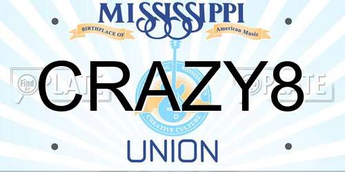 CRAZY8 Mississippi License Plate