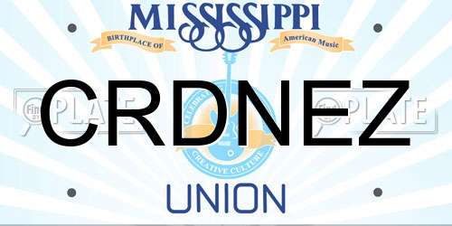 CRDNEZ Mississippi License Plate