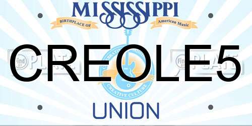 CREOLE5 Mississippi License Plate