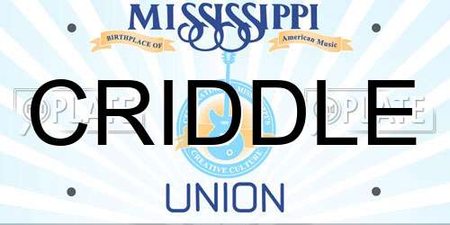 CRIDDLE Mississippi License Plate