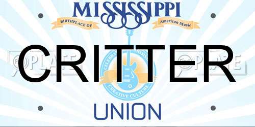 CRITTER Mississippi License Plate