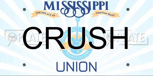 CRUSH Mississippi License Plate