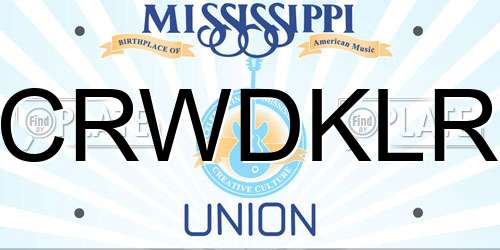 CRWDKLR Mississippi License Plate