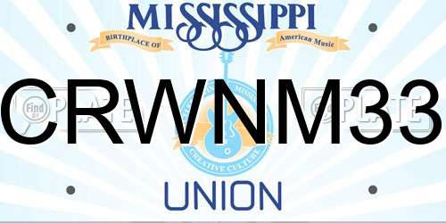 CRWNM33 Mississippi License Plate