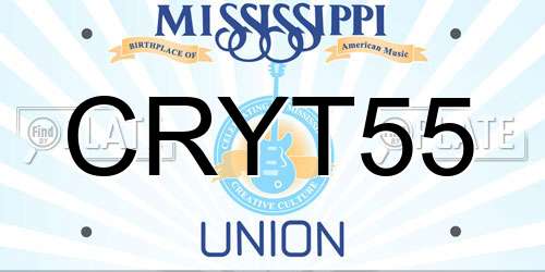 CRYT55 Mississippi License Plate