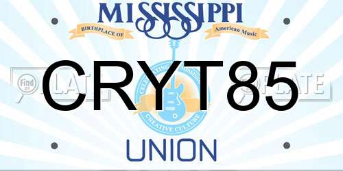 CRYT85 Mississippi License Plate
