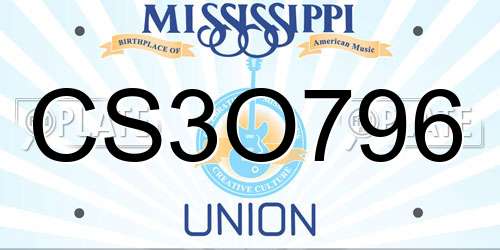 CS3O796 Mississippi License Plate
