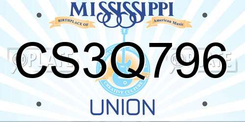 CS3Q796 Mississippi License Plate