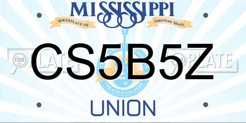 CS5B5Z Mississippi License Plate