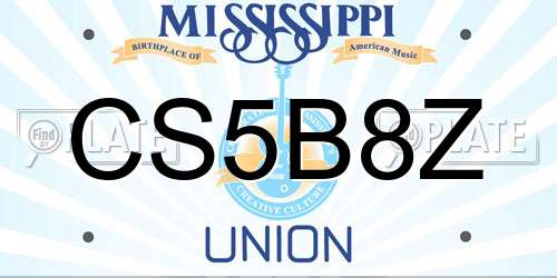 CS5B8Z Mississippi License Plate