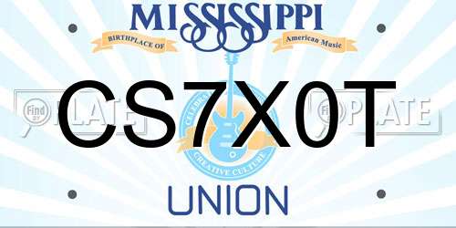 CS7X0T Mississippi License Plate