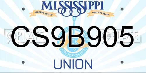 CS9B905 Mississippi License Plate