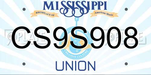 CS9S908 Mississippi License Plate