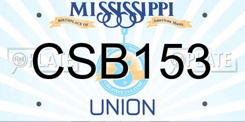 CSB153 Mississippi License Plate