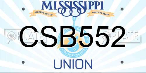 CSB552 Mississippi License Plate
